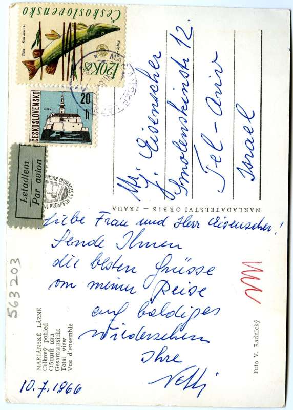 Postcard to Mr. J. Eisenscher<br>